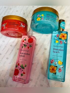 Bodycology Watermelon Splash & Hawaiian Beach Fragrance Mist and Scrubs